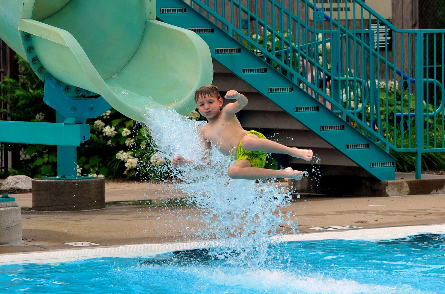 People cooling off on a hot day at Splash Landing in Bettendorf.